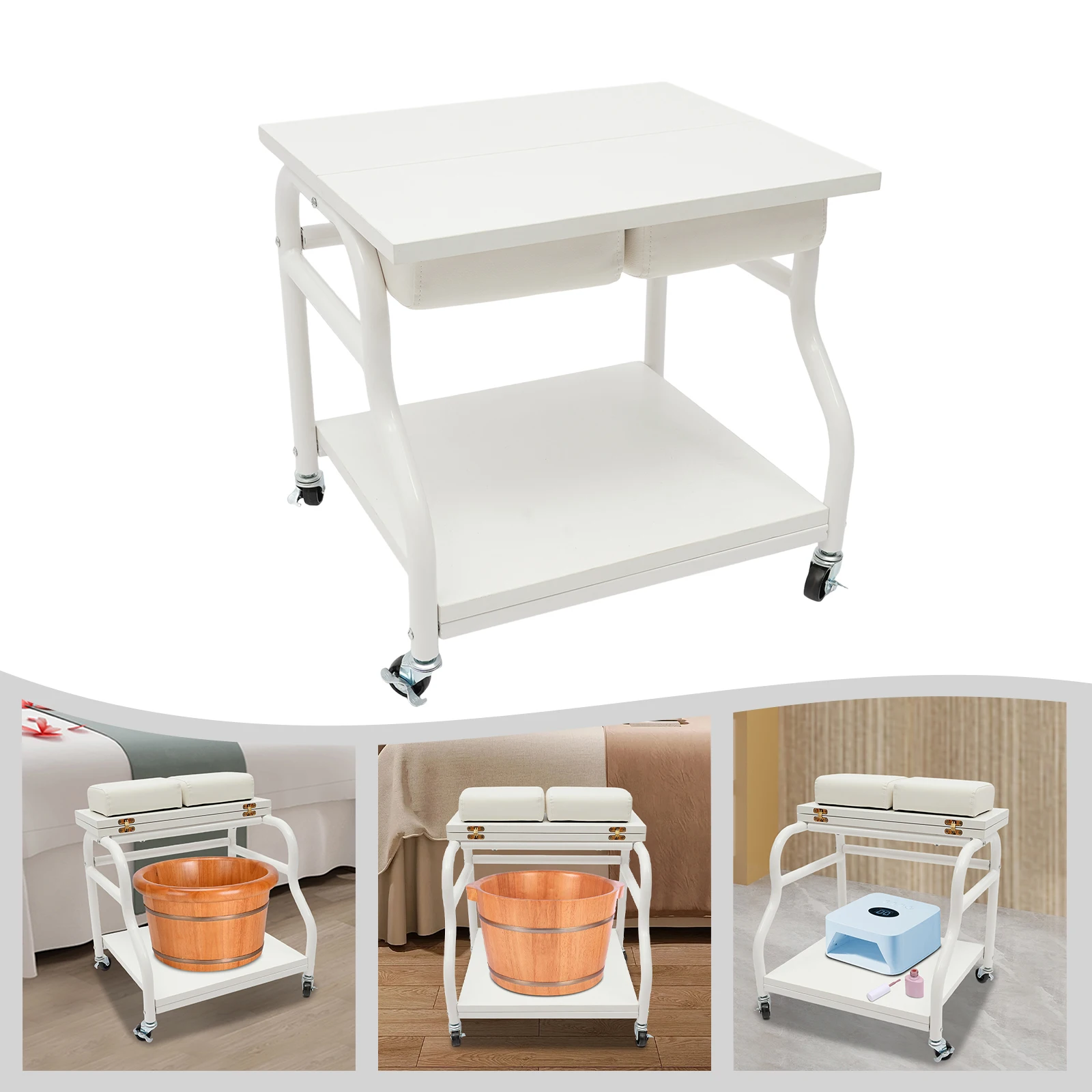 Chariot de bain de pieds Portable, tabouret à ongles avec roulettes pour repose-Massage de manucure