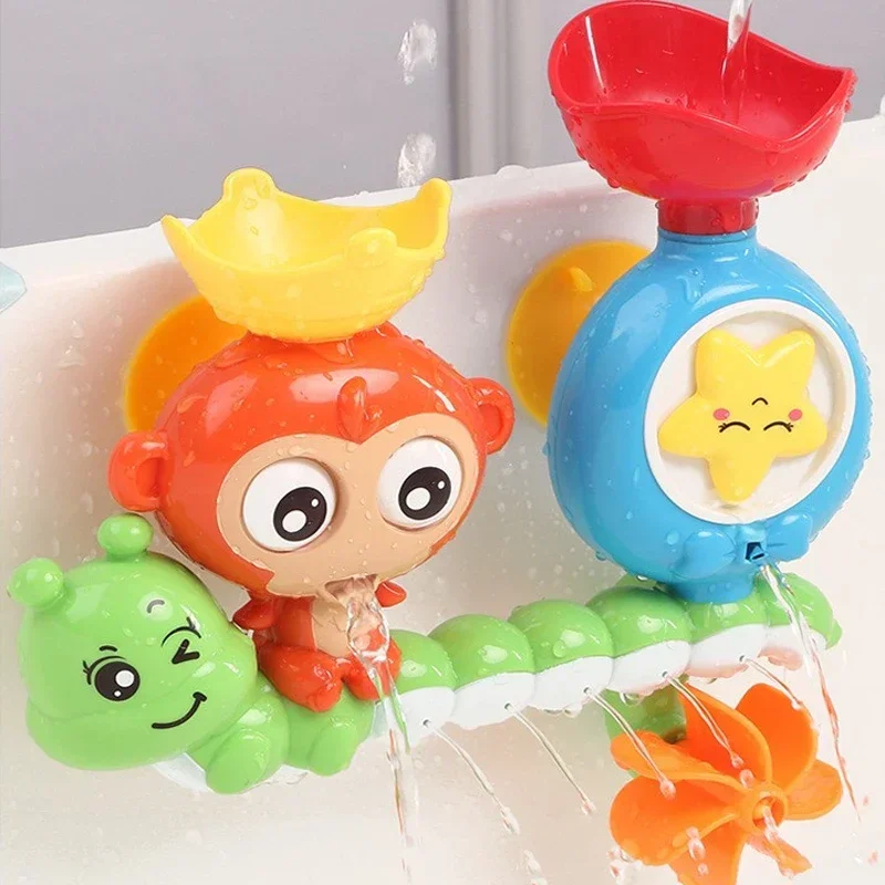 Baby Bath Toy Wall Sunction Cup Track Water Game Children Bathroom Monkey Caterpilla Bath Shower Toy for Children Birthday Gifts 2
