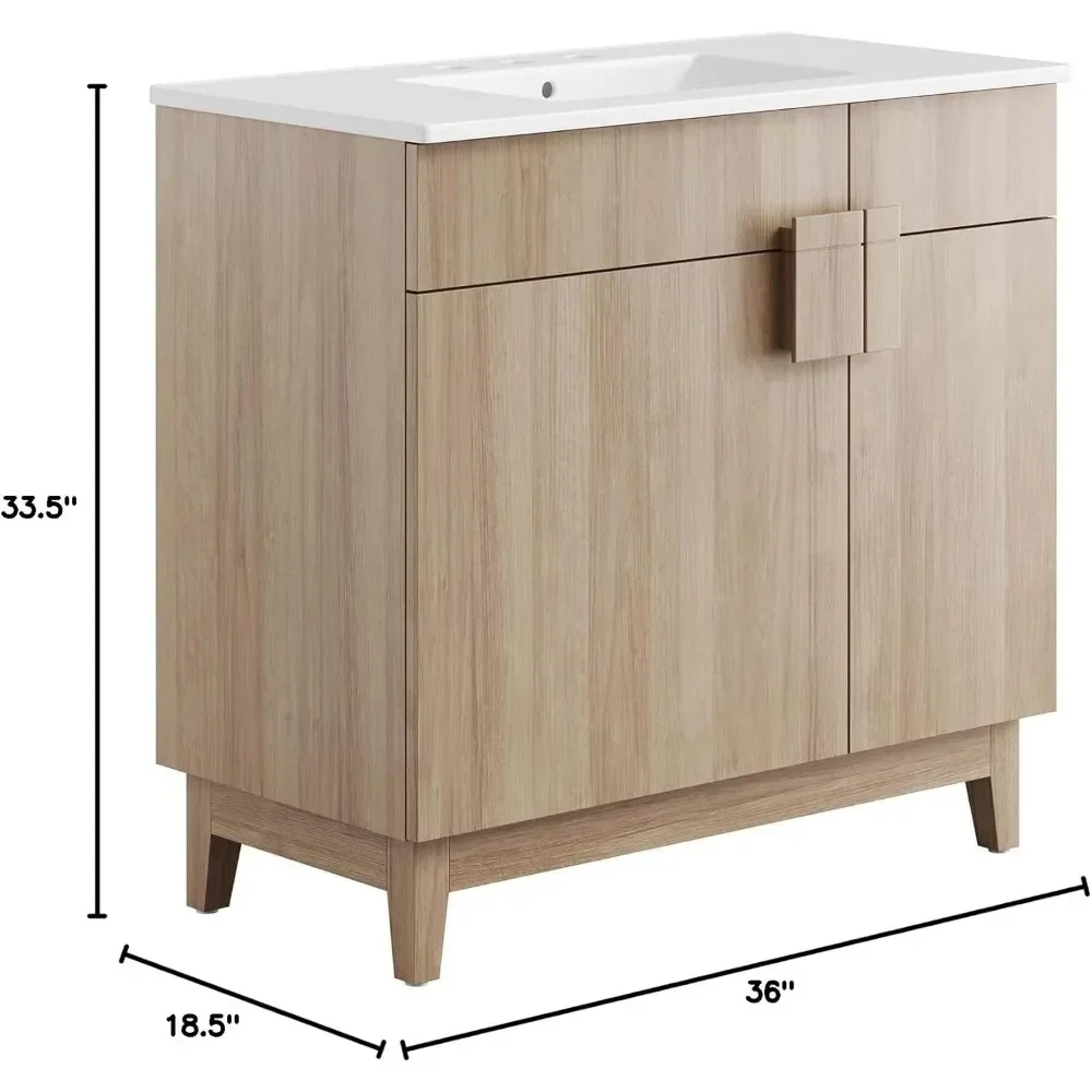 Miles Vanity, White Walnut bathroom sink cabinet 6