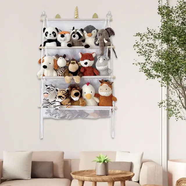 Sacs Filet Rangement Jouets 90x60 Cm - Lot De 2, Pour Peluches, Jouets, Décoration Chambre Enfant, Noir