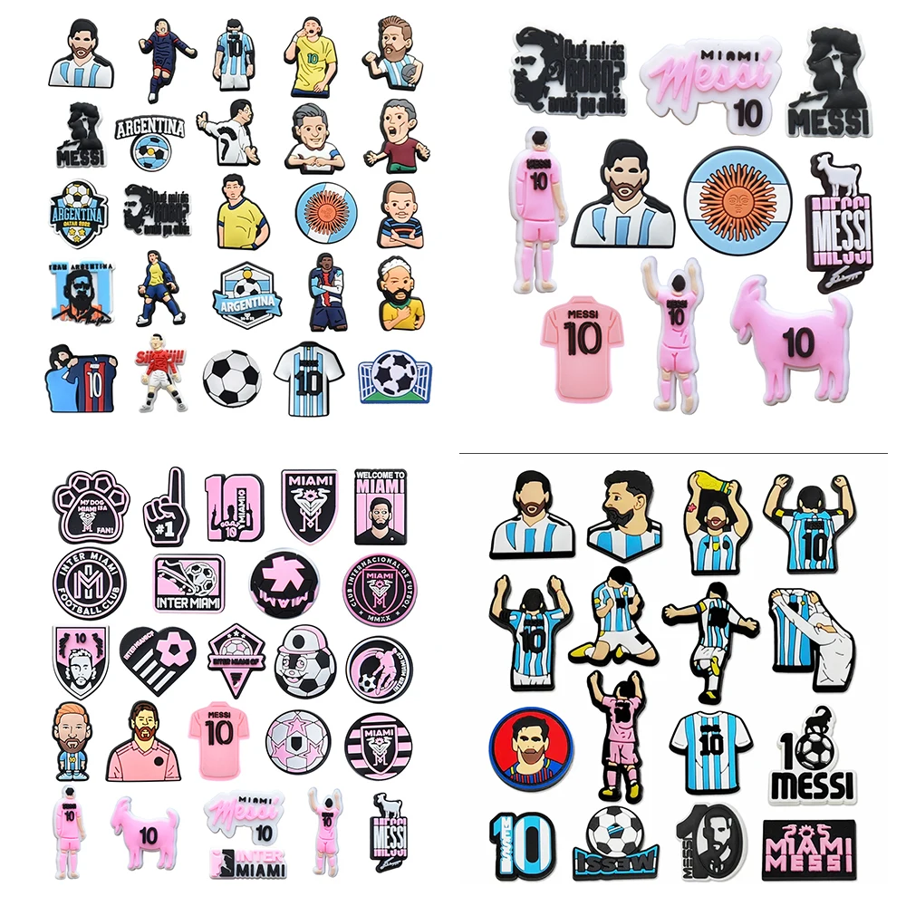Shoe Charms 10-25pcs/set Football Star Cartoon Shoe Accessories DIY Decoration Clog Sandal Garden Buckle Kids Gifts