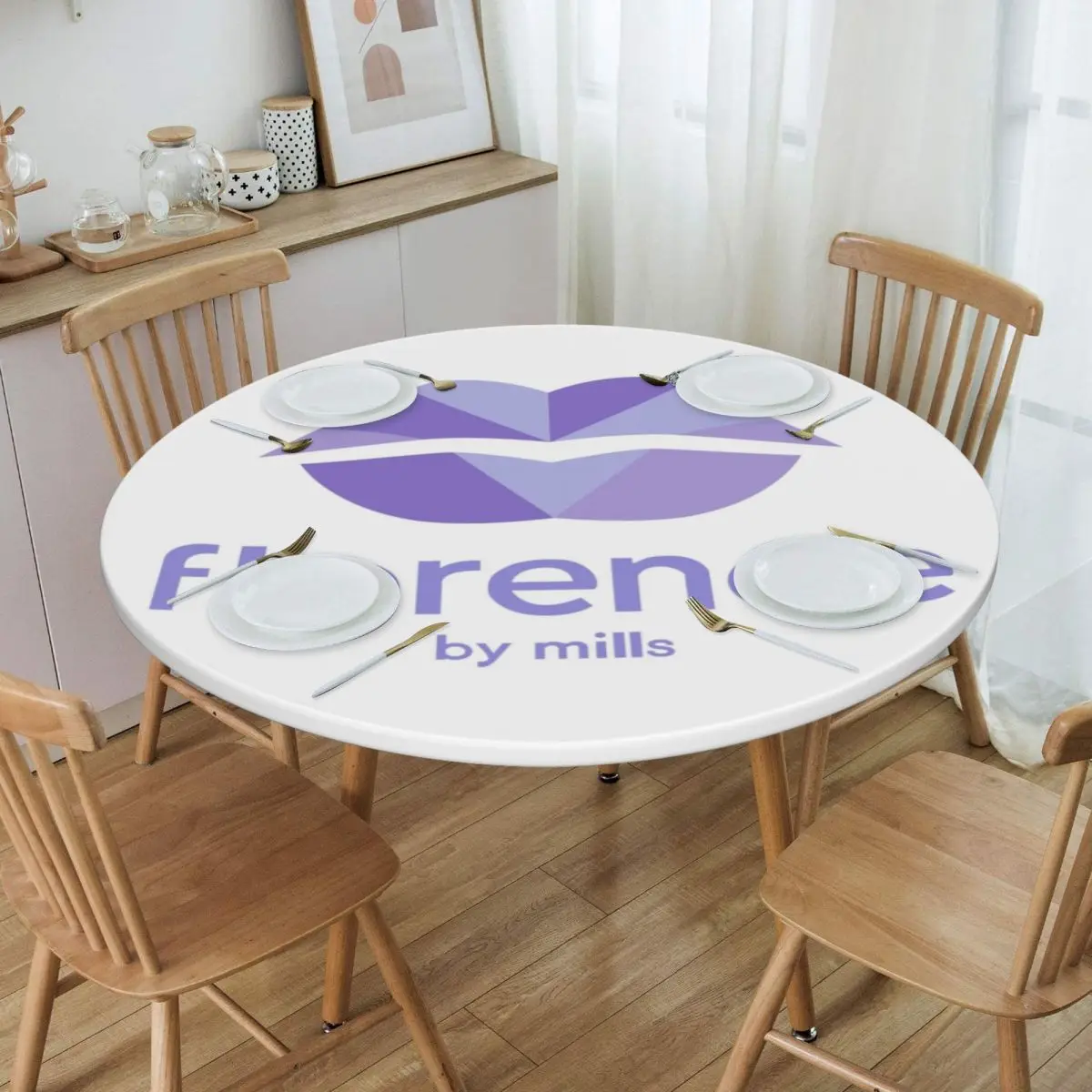 

Round Waterproof Oil-Proof Florence By Mills Tablecloth Backing Elastic Edge Table Cover 40"-44" Fit Table Cloth