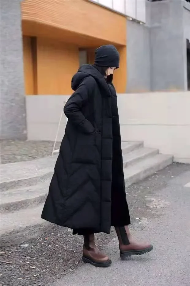 Fashion Large Slim Down Coat Women's Medium Long Coat