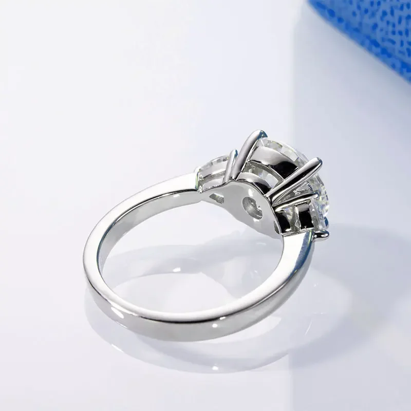 4 Carat Moissanite Engagement Ring For Women 925 Sterling Silver 3-Stone Wedding Anniversary Jewelry