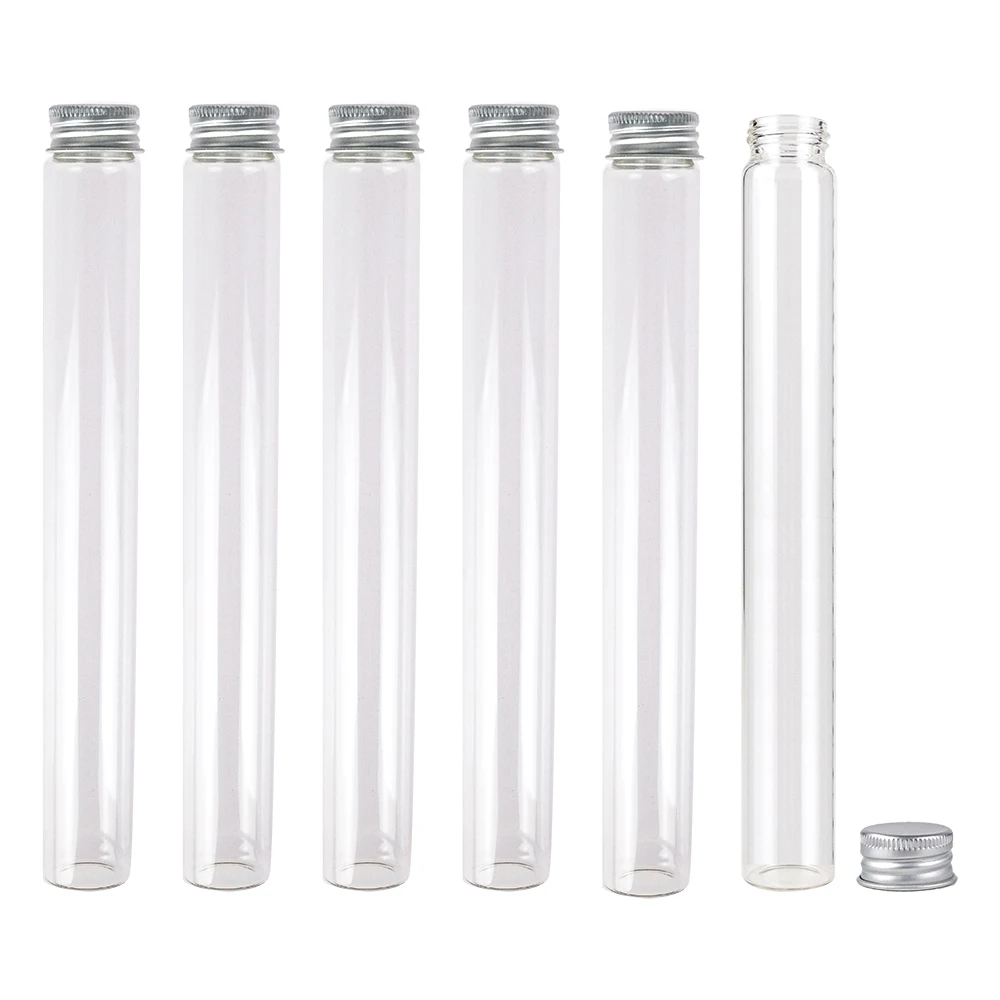 24pcs 25x230mm 3 oz Empty Glass Bottles With Screw Aluminum Cap Long Glass glycyrrhiza sweets bottle Vials Stand 90ml Vase Jars