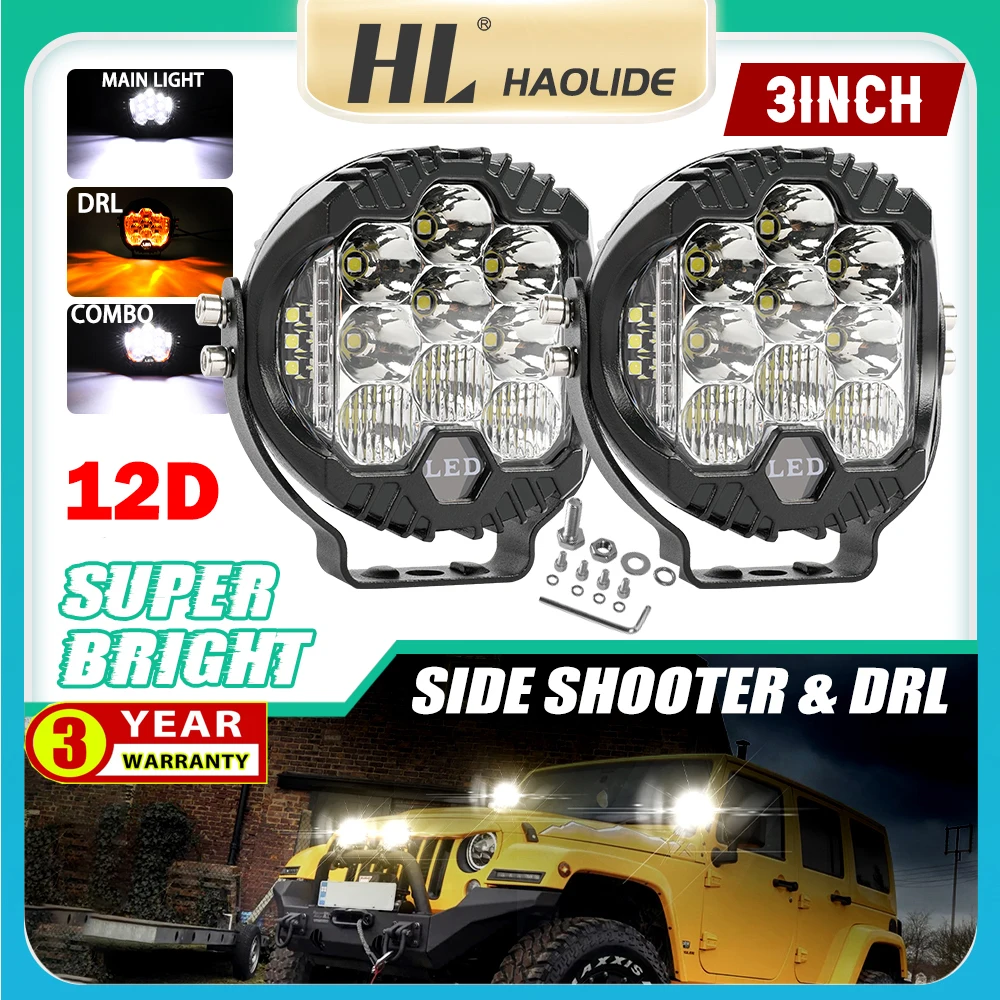 

HAOLIDE 3" Car LED Bar Work light DRL 4x4 Offroad 18000LM Super Bright Wihte 12V 24V For SUV ATV Tractor Boat LED Running Lights