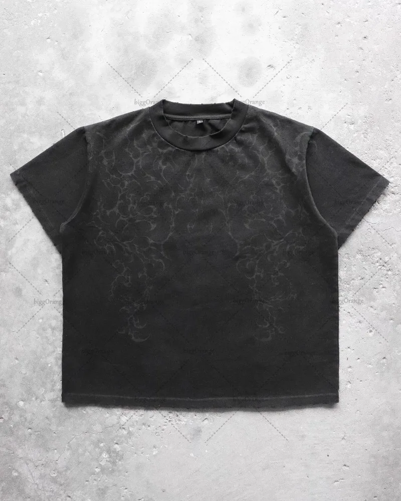 T-shirt Women Men American Street Fashion Brand Y2k Cross Skull Print Oversized Short-sleeved Retro Harajuku All-match Loose Top