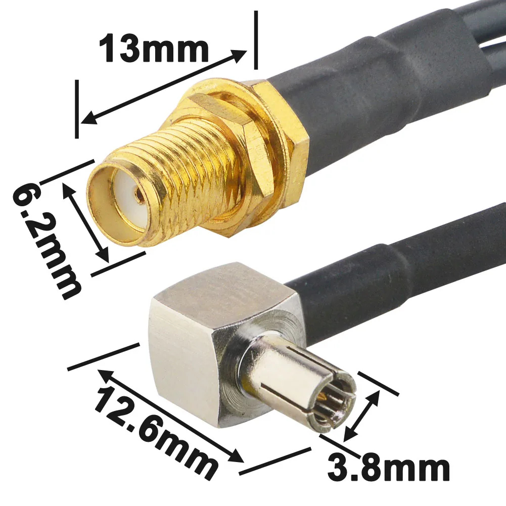SMA Splitter Cable 4G Antenna Cable SMA Female to Dual TS9 Male 90 Degree Antenna Pigtial RG174 15CM