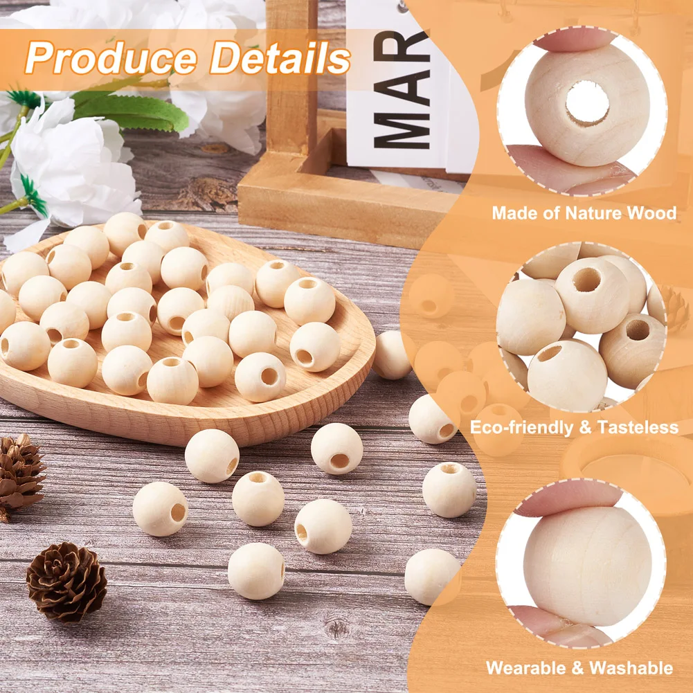 Wood Beads 10-25mm Unfinished For Jewelry Making DIY