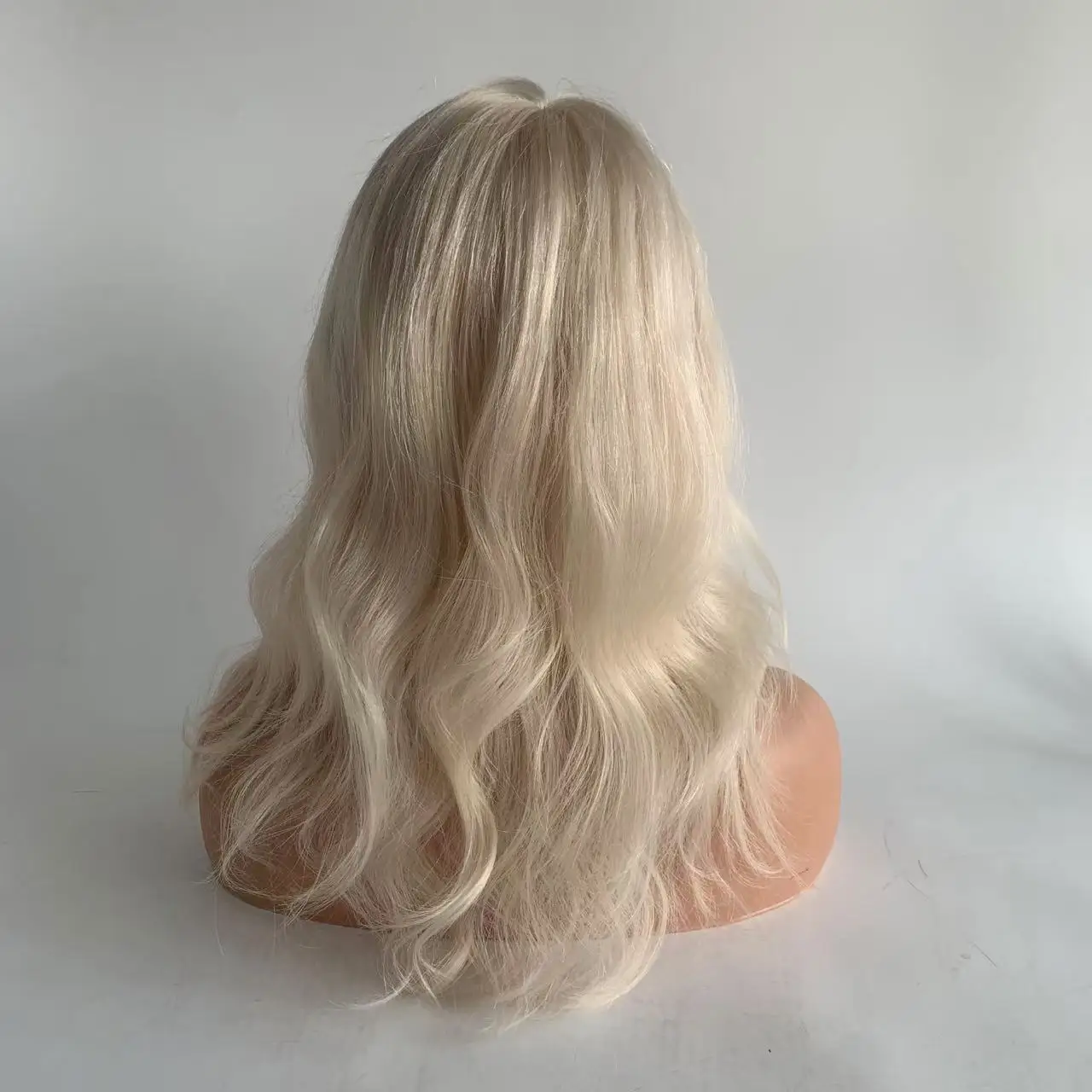 Ice White Color Glueless Silk Top Silicone Base Medical Wig Replacement European Human Hair For Alopecia Or Cancer