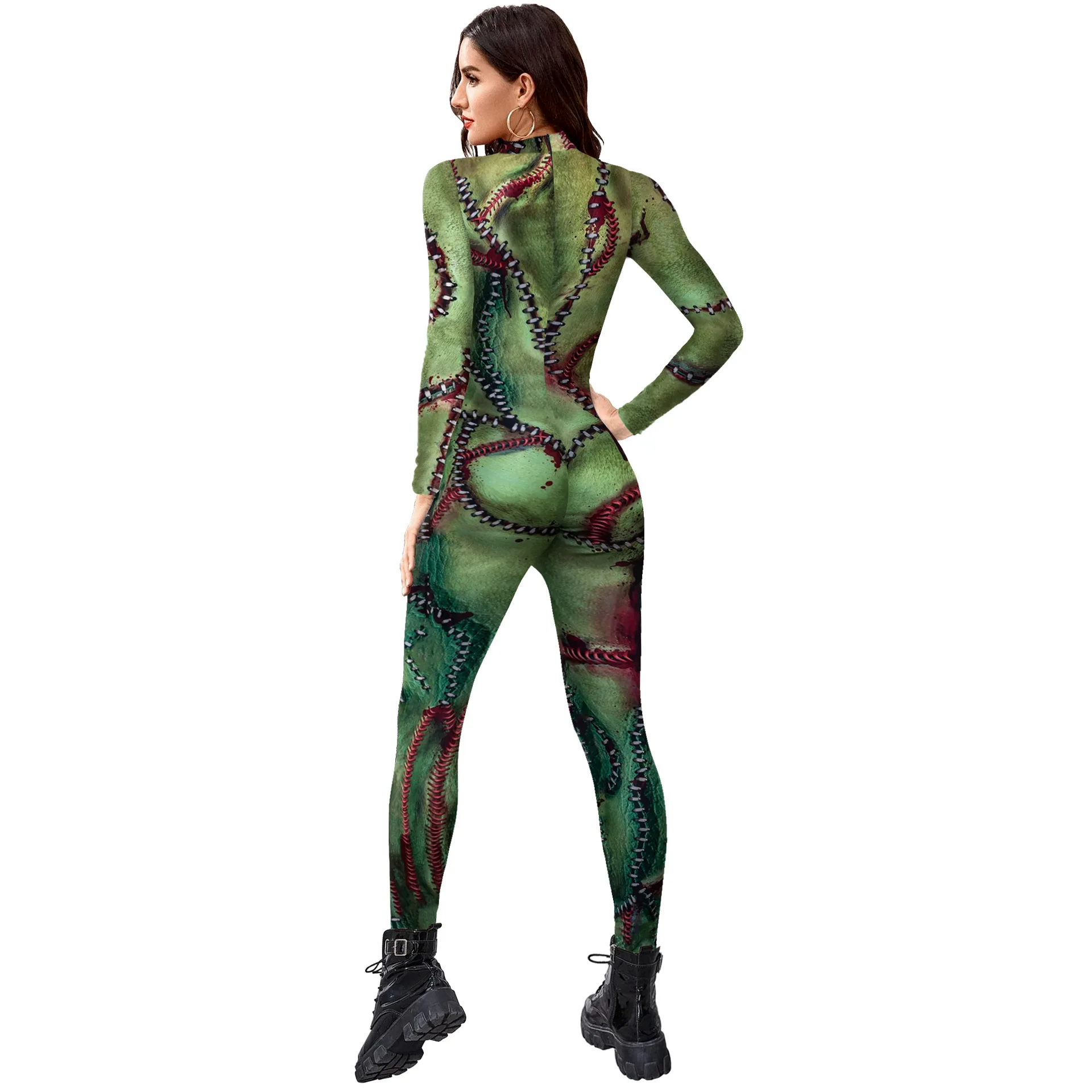 Zombie Terrible Blood Nurse Uniform Cosplay Jumpsuit Unisex Zentai Stocking Party Carnival Masquerade Bodysuit Halloween Outfits