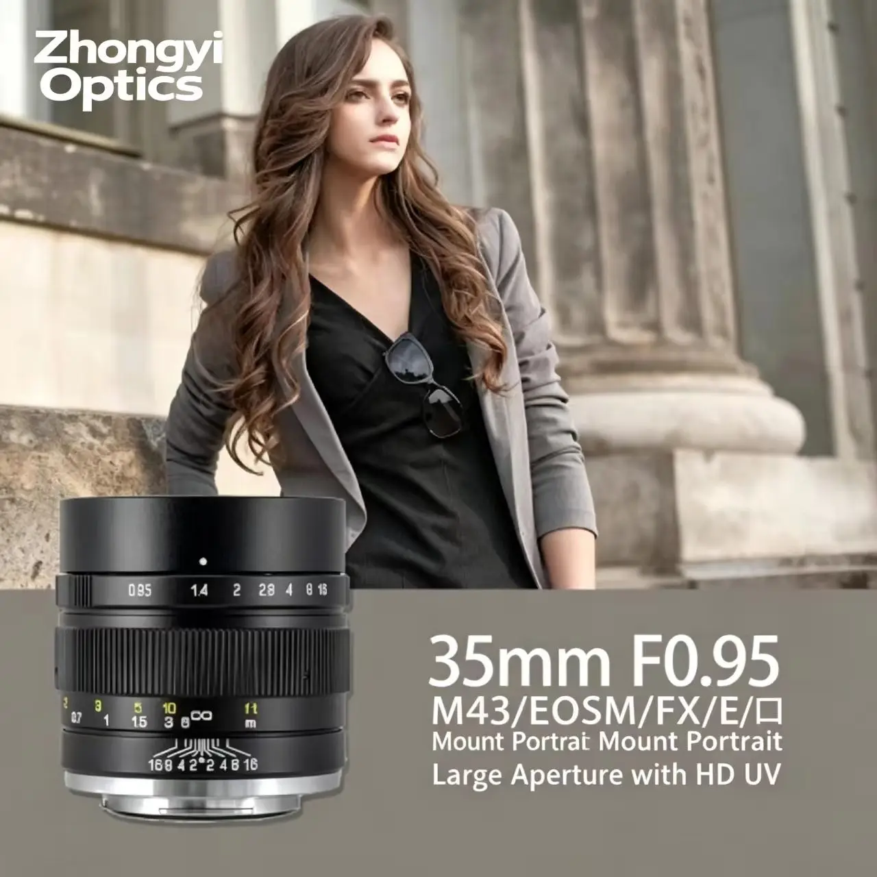 Zhongyi Optical 35mm f/0.95는 , 후지필름, 캐논 미러리스 APS-C 포맷용 보조 프라임 수동 렌즈로 적합합니다.