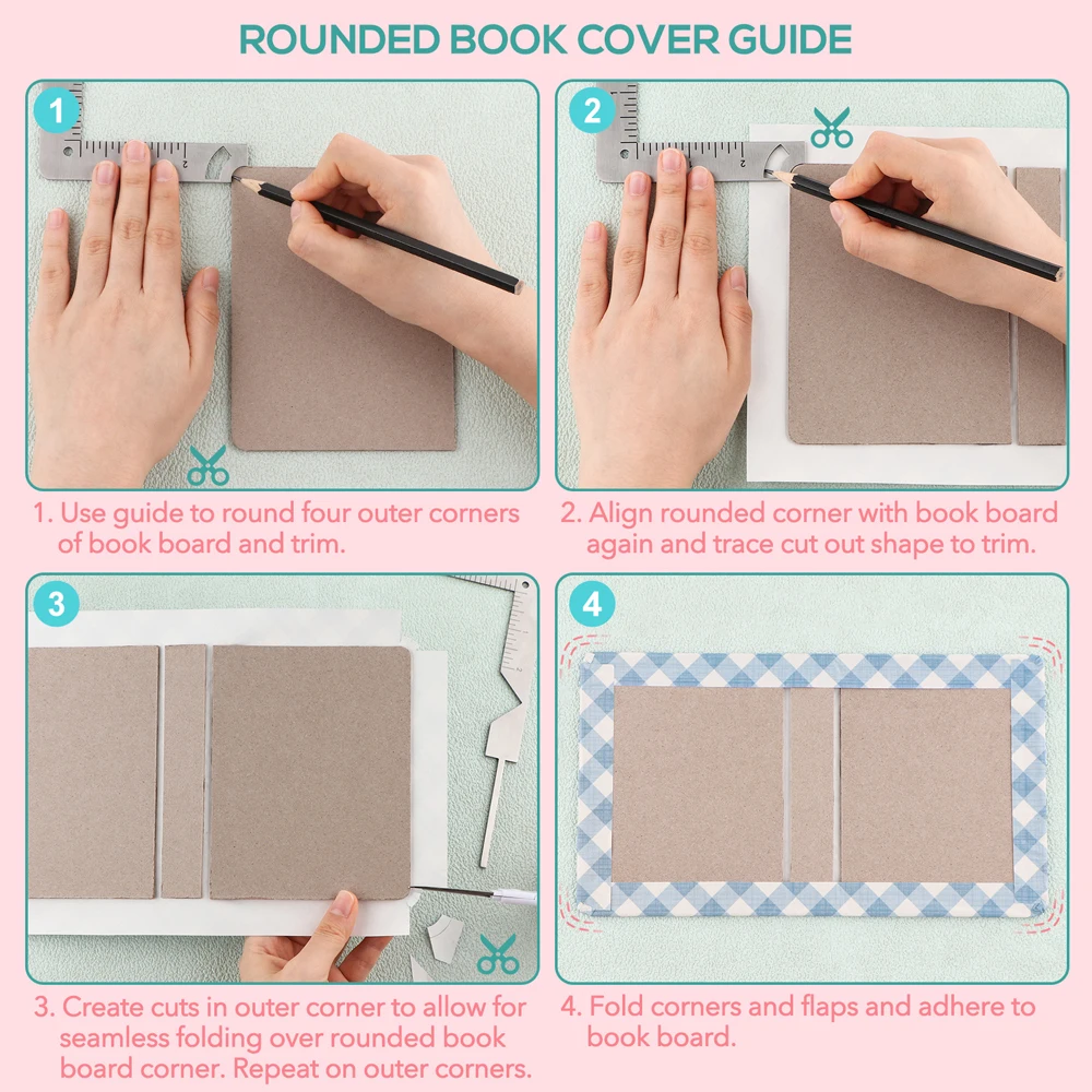 5-In-1 Stainless Steel Metal Bookbinding Cover Tool For Notebook Album Making Book Cover Guide Scrapbooking Supplies