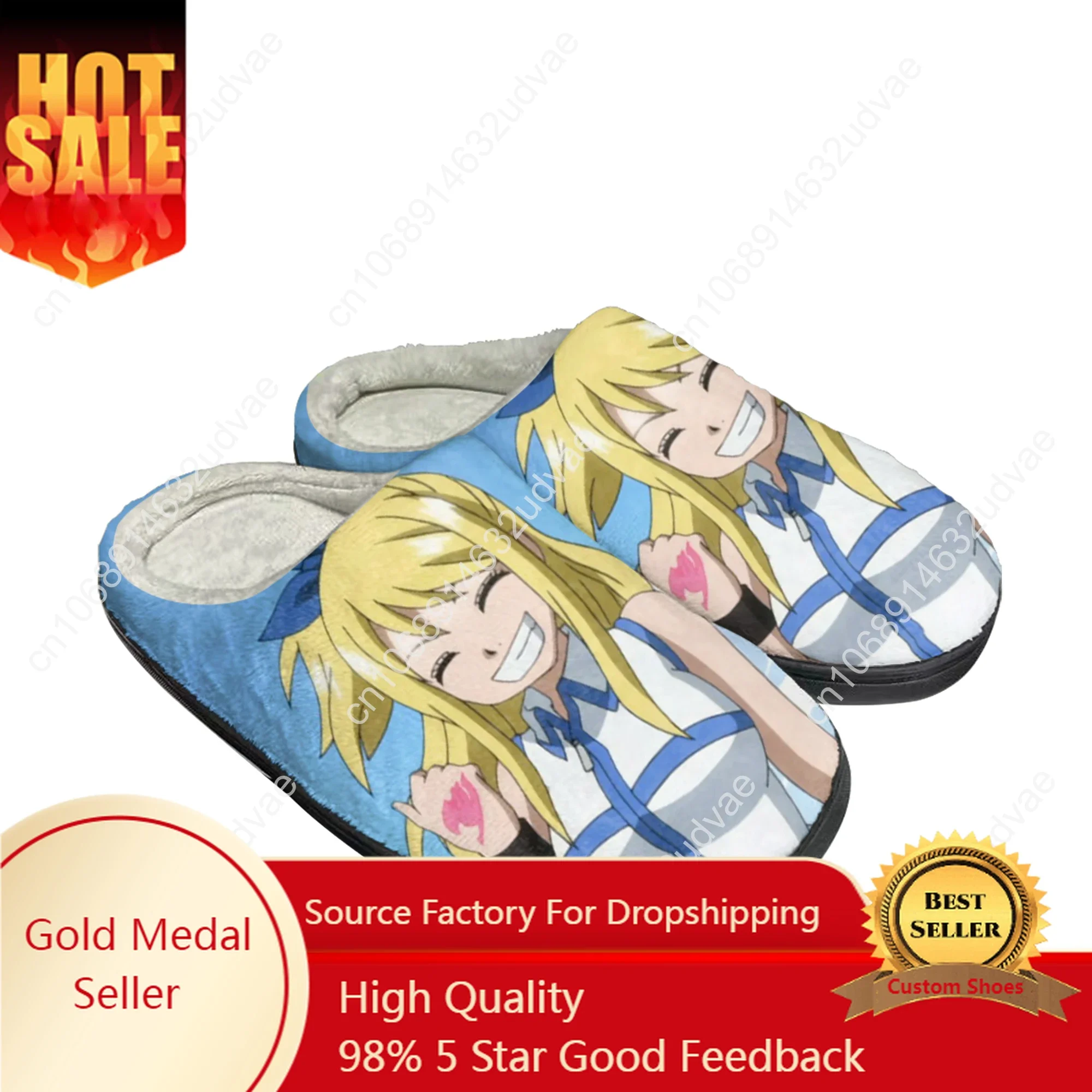 

Lucy Heartfilia Anime F-Fairy T-Tail Home Cotton Custom Slippers Mens Women Sandals Plush Casual Keep Warm Shoes Thermal Slipper