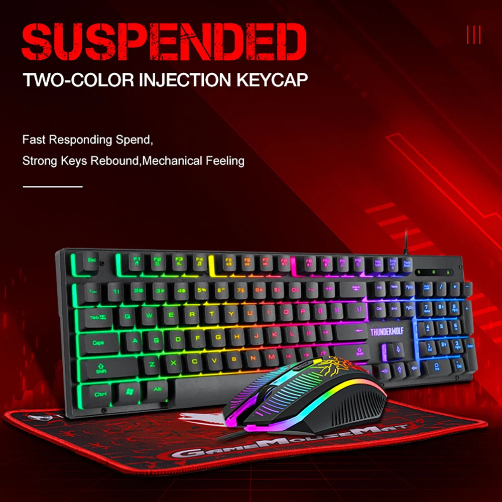 3 In 1 SET 104 Keys Kit Backlit USB Wired Computer Gaming Keyboard And Set With Mouse Pad_voghion.com