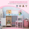 Toddler Desk and Chair Set, Kids Writing Desk Study Table for Children with Whiteboard, Storage Cabinet, Child Furniture 4