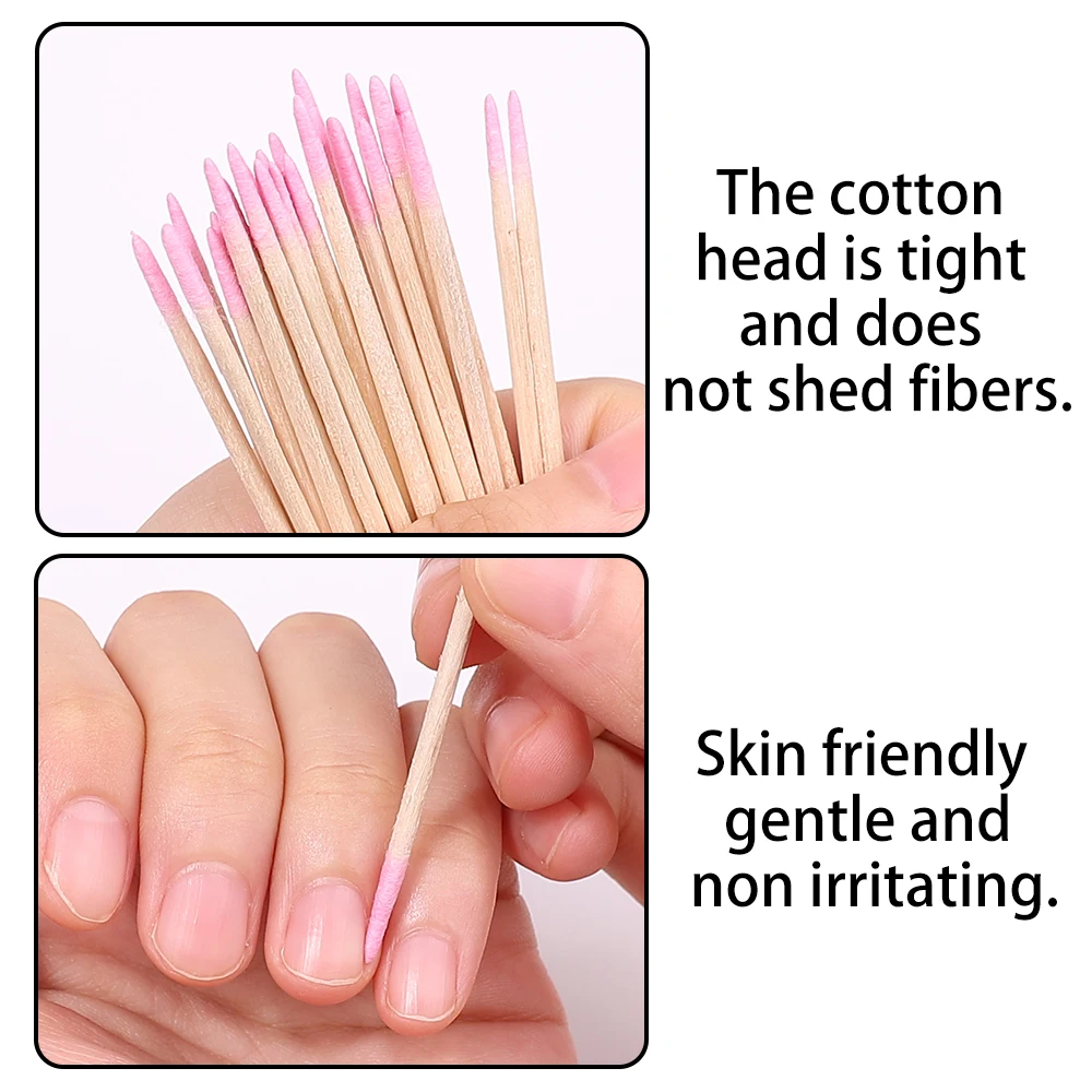 1/2/5/10Pc Nails Wood Cotton Swab Clean Sticks Bud Tip Wooden Cotton Head Manicure Detail Corrector Nail Polish Remover Art Tool 5