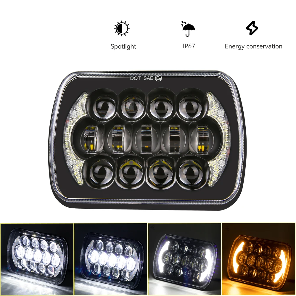5X7 7X6 Quadrato 7 Pollici Led Faro 55W Led Faro Hi/Low Segnale Di Svolta Per 4X4 Suzuki Samurai Jeep Wrangler Off Road