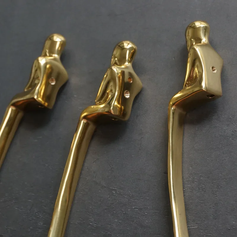 Description Picture 6 of itemCreative Solid Brass Thinker Shape Long Handle Wardrobe Kitchen Dresser Cabinet Door Drawer Handles and Pulls Furniture Hardware