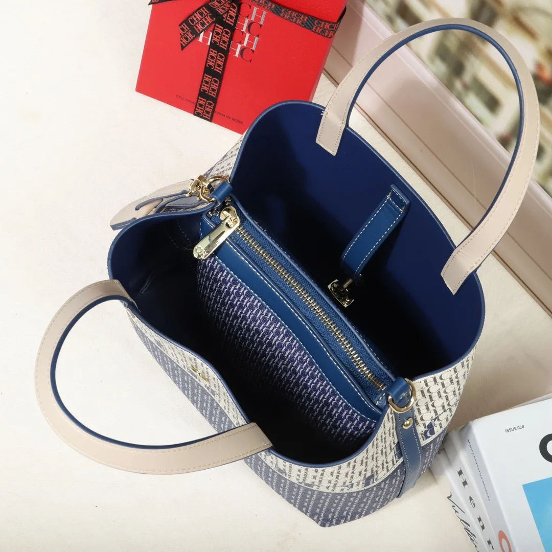 CILMI HARVILL CHHC Winter New Women's Bucket Bag Handheld Metal Lock High Quality Travel Banquet Exquisite Pattern