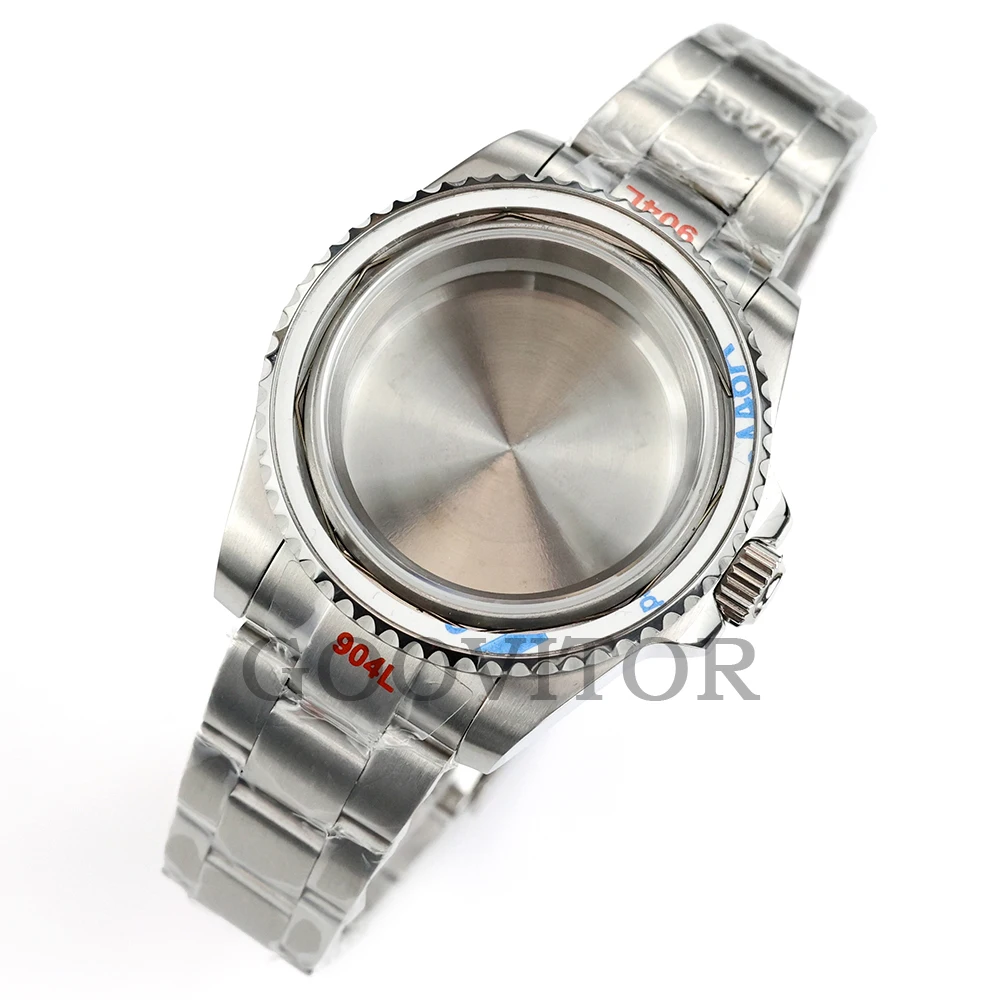 Silver 40mm Solid Stainless Steel Watch Case with Waterproof Brushed Oyster Bracelet