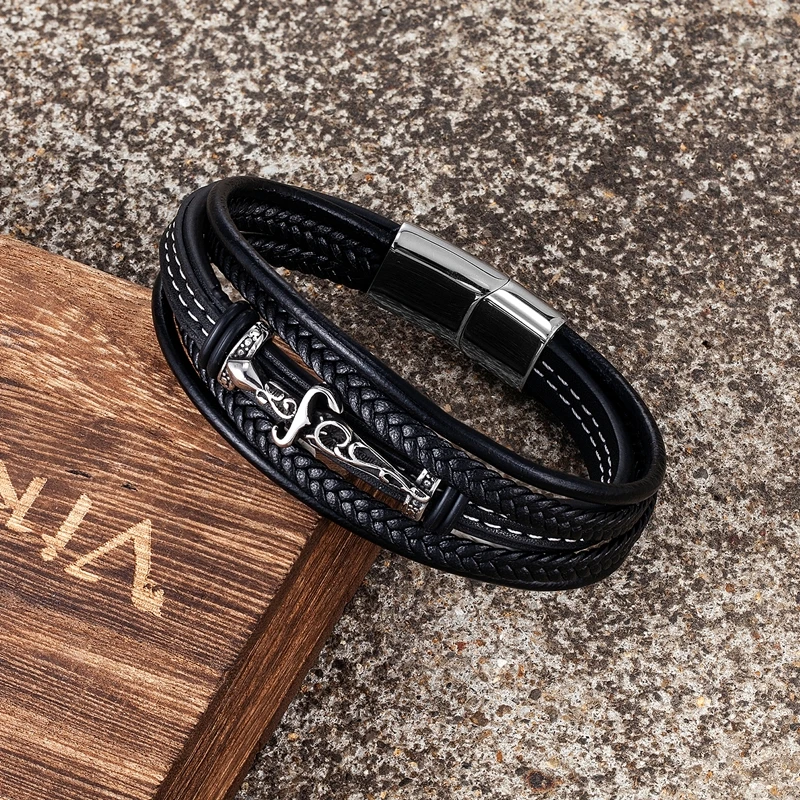 【洗練されたデザイン】Bracciale manchette Elan MKENDN Punk męska 316L Vintage Viking rycerz miecz