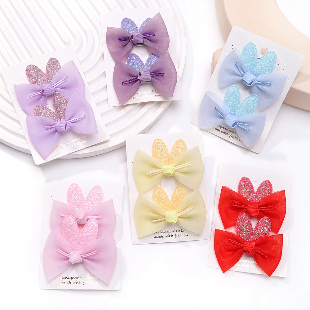 2pcs/set Lovely Little Rabbit Bow Hairclips for Baby Girl Handmade Broken Hairpin Boutique Hairgripe Best Kids Hair Accessories