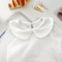 Spring And Autumn Newborn Baby Girls Baby Lapel Princess Casual Shirt For Children Long Sleeved Outing Base Shirt 5