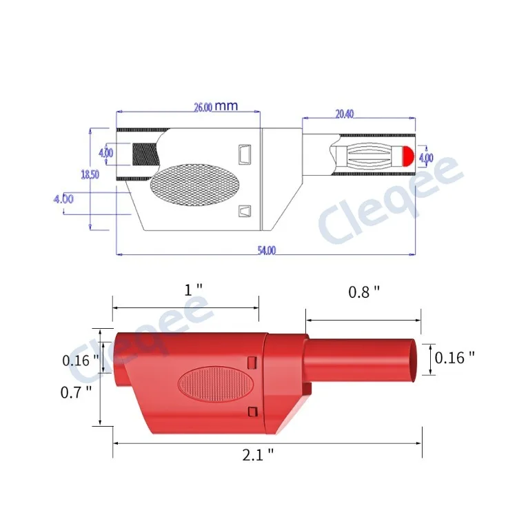Plugue de Banana Empilhável Totalmente Isolado, Conector