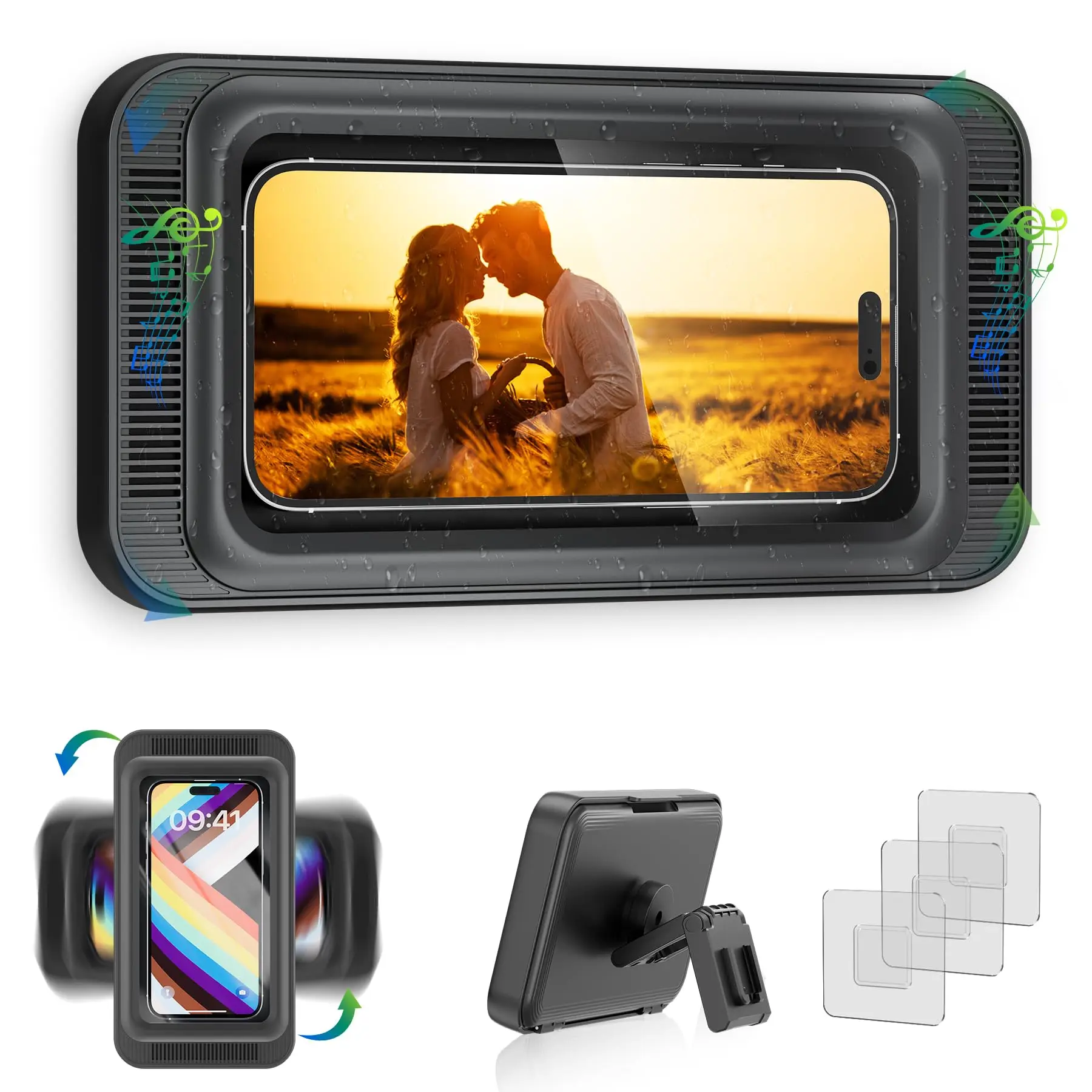 Soporte Para Móvil De Ducha Impermeable | Rotación 480° Y Pantalla HD | Sin Perforaciones, Fácil De Instalar