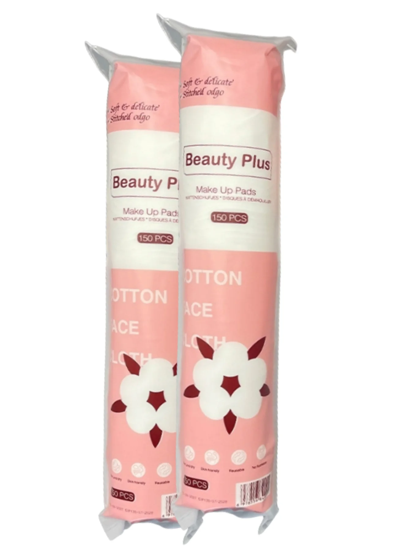 150/300 round cotton pads, cotton available on both sides, suitable for facial and eye cleaning, care, and makeup removal