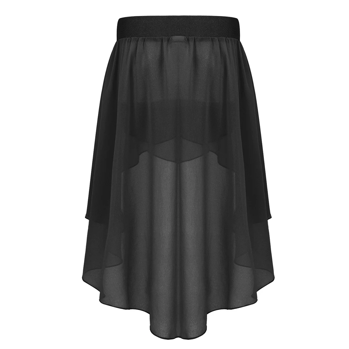 Zweiteilige Ballett- und Jazz-Tanz-Performance-Outfits für Mädchen, Pailletten-Crop-Top mit Schlüsselloch-Rücken und unregelmäßigem High-Low-Chiffonrock – Detail 15