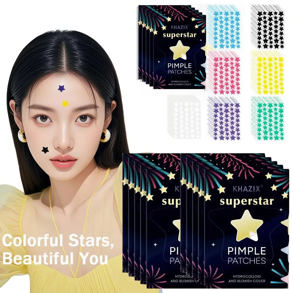 1400pcs Colorful stars Acne patch Acne removal Invisible Concealer Breathable Spots and acne marks cover Facial care patches