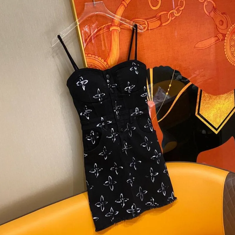 

Женское джинсовое платье на бретельках, летнее пикантное облегающее мини-платье без рукавов с перекрестным принтом,