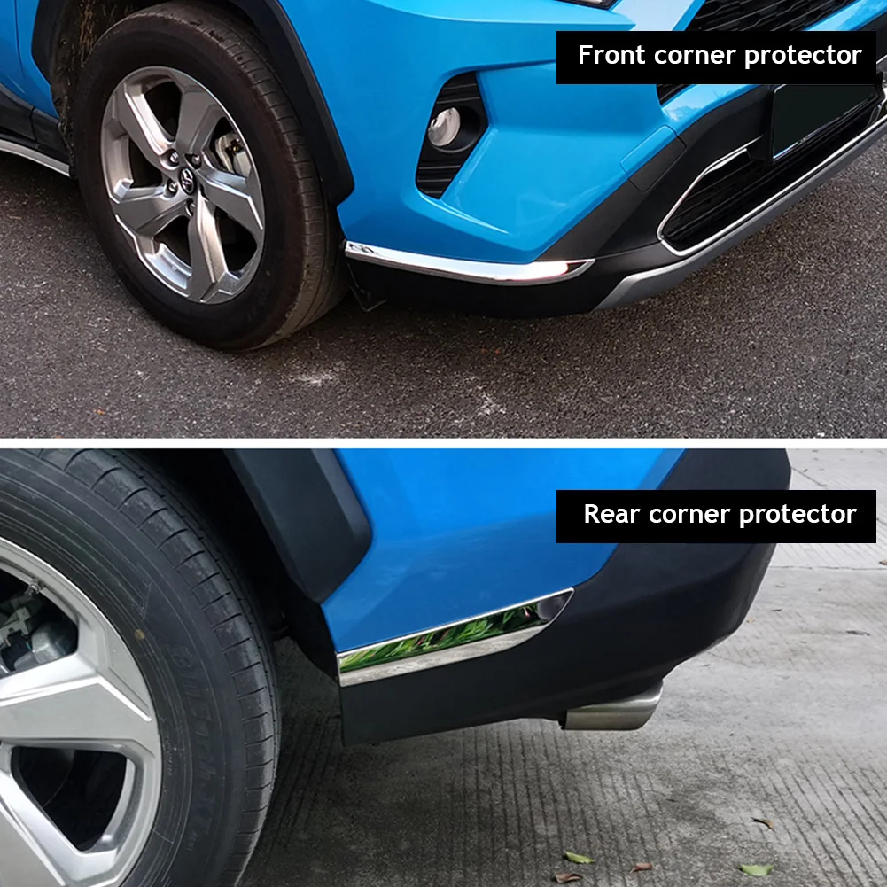 Stainless Steel Car Bumper Protector Trim Covers - Front & Rear, Set of 2 or 4