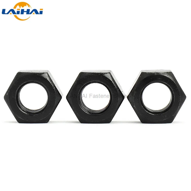 Black Grade 8.8 steel DIN934 Hex Hexagon Nut M1.4-M24 1/2/5/10/20/25/50pcs