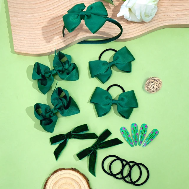 15pcs/40Pcs Girls Hair Bows Set Uniform Hair Accessories Headbands Clips Ponytail Holders for Kids Back to School and Daily Use 2