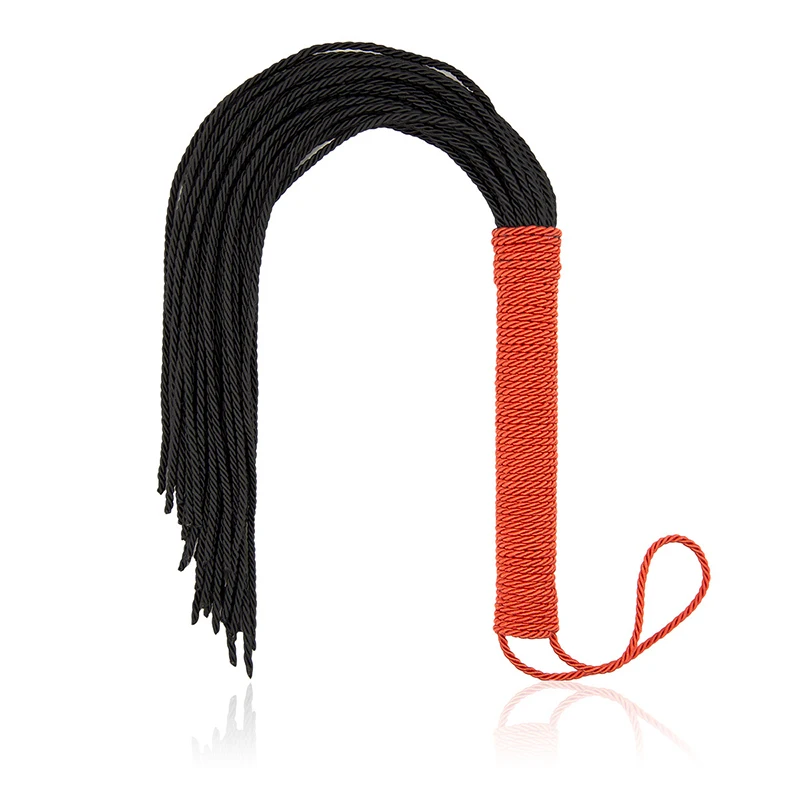 48cm Two Color Splicing Nylon Tassels Loose Whip Riding Crop Flogger Paddle Slapper Horse Training Dressage Whips 6