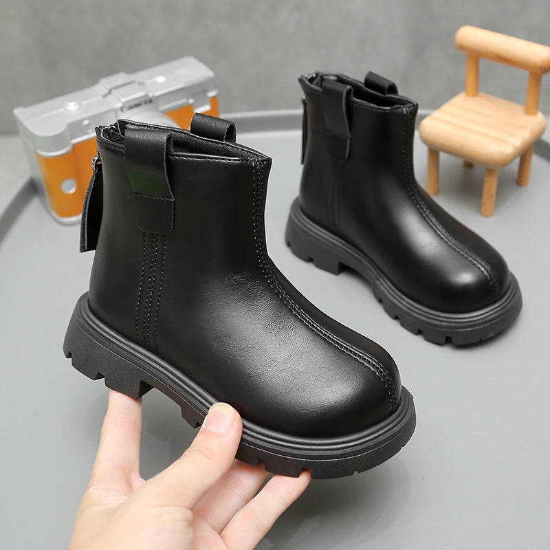 Girls Fleece Ankle Boots Soft Sole Breathable Winter School Shoes