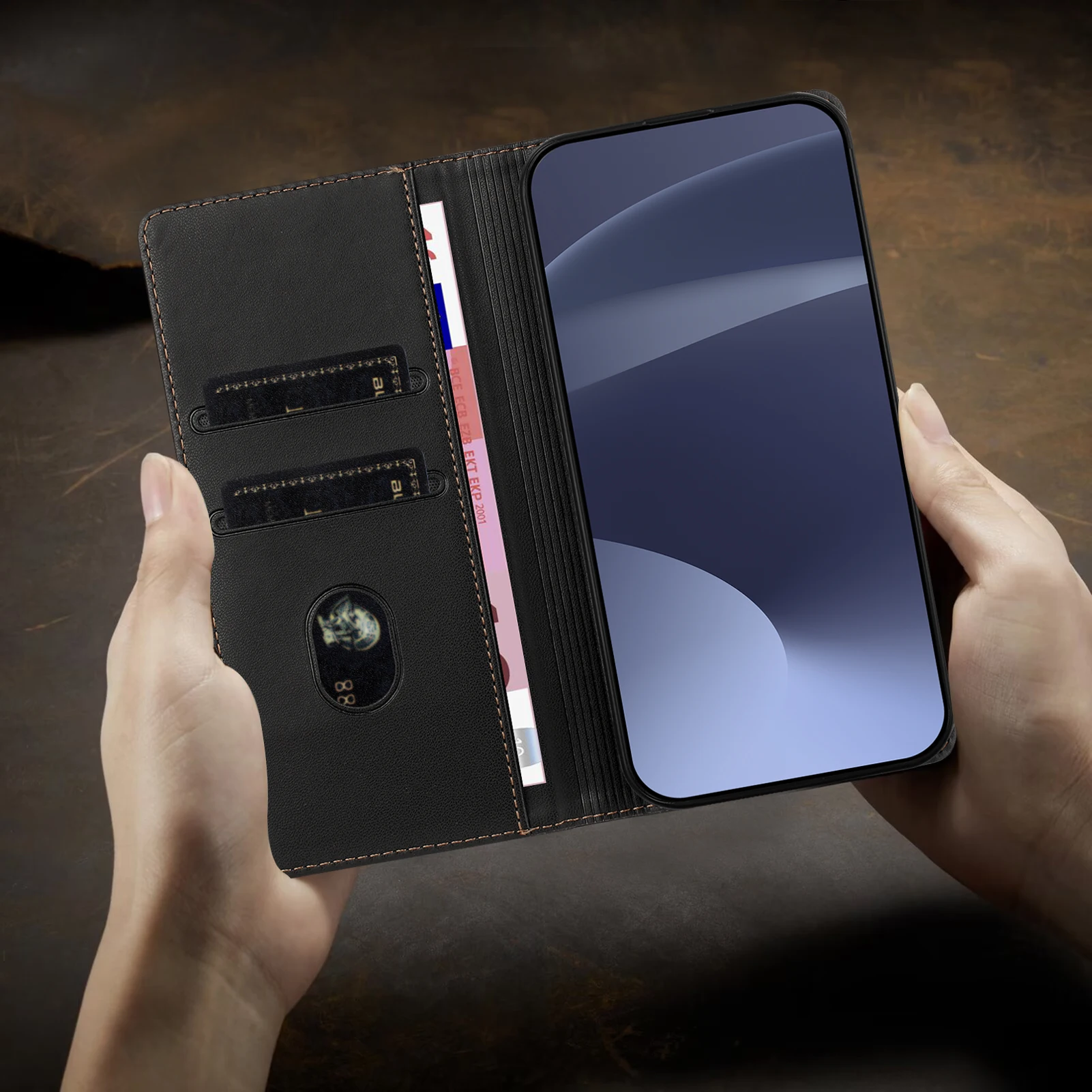 Luxury Leather Card Wallet Phone Case with Magnetic Closure and Protective Cover