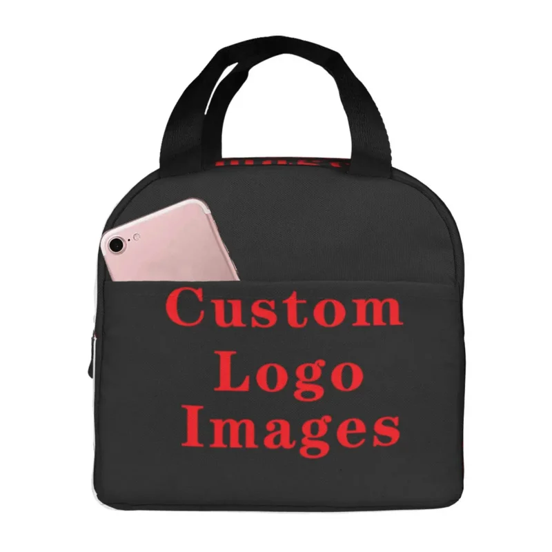 

Портативный Ланч-бокс на заказ с вашим дизайном, Женская Термосумка с принтом логотипа на заказ, изолированная пищевая сумка для ланча для детей и школьников