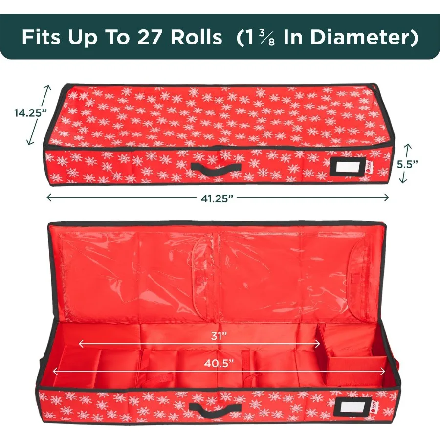 Premium Wrapping Paper Storage Container with Durable 600D TearProof Material for Organizing Up to 27 Paper Rolls Additional Po