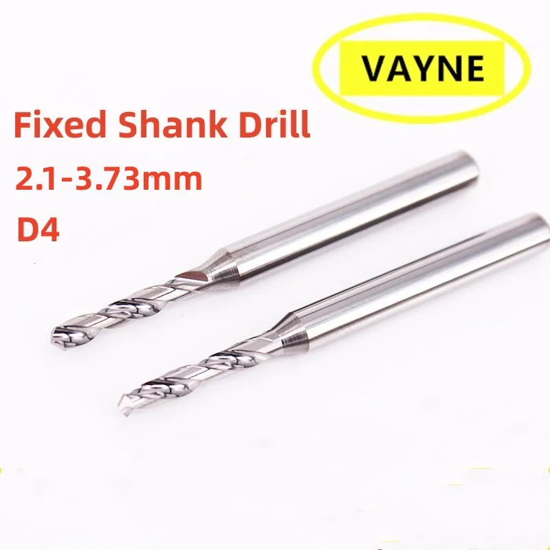 2PCS Micro small Tungsten steel fixed shank drill integral carbide stainless steel twist Drill 2.1-3.73mm*D4 shank