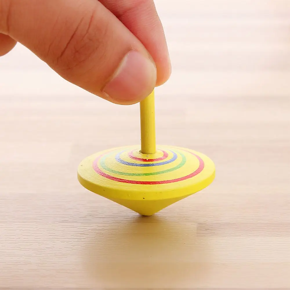 Classical Funny Exquisite Hand Spinning Top Toy Children Kid Leisure Gift  Multi-color Wooden Rotate Spinning Top Toys