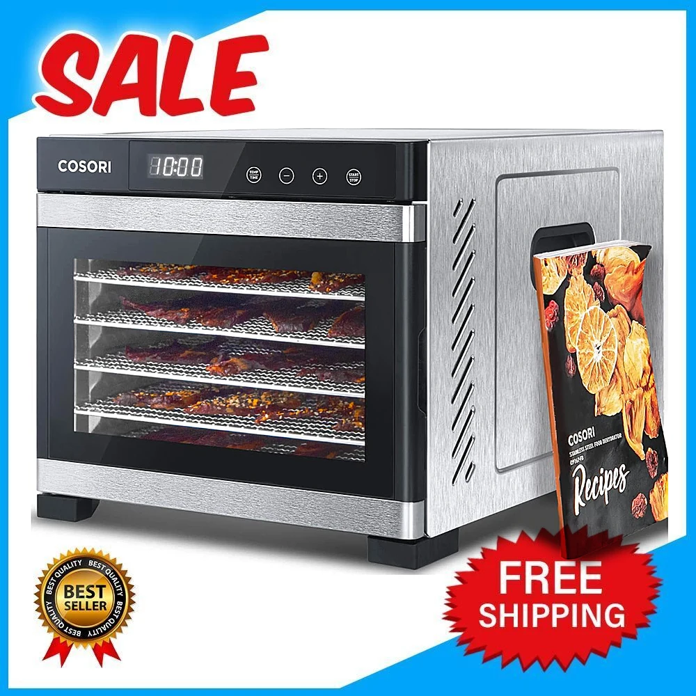 

COSORI Food Dehydrator for Jerky, Large Drying Space with 6.48ft², 600W Dehydrated Dryer, 6 Stainless Steel Trays 2023 NEW