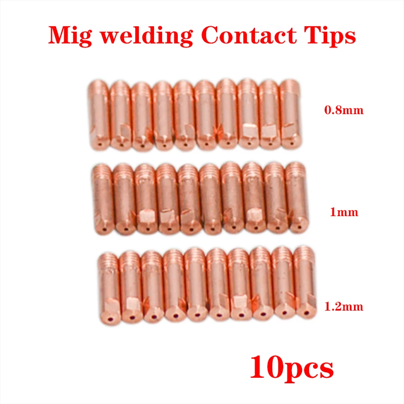 

10Pcs/Pack Conductive Nozzle 0.8mm MB-15AK MIG/MAG M6 Welding Weld Torch Contact Tips Holder Gas Nozzle Part Tool Set