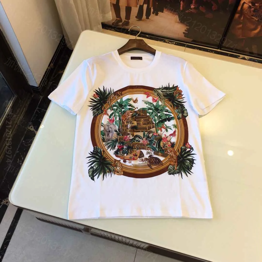 25SS Men's Spring and Summer Trend Short-sleeved T-shirt Classic Leather Box Men's Pure Cotton High Street Top
