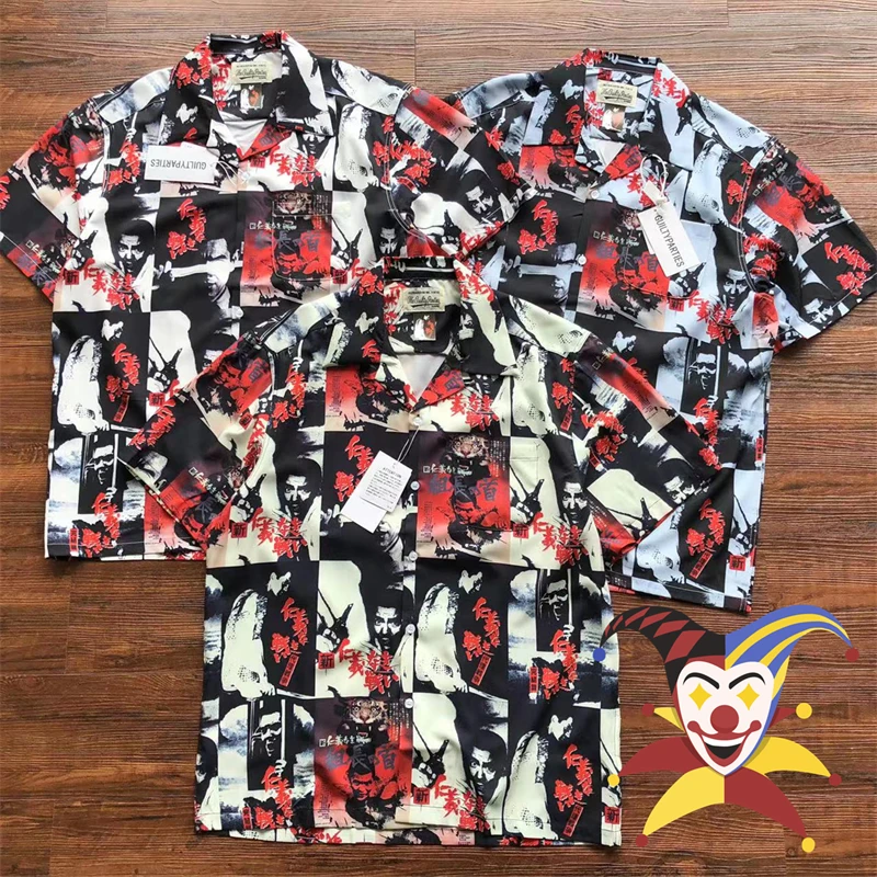 

Hawaii Beach Style Wacko Maria Shirts Graffiti Short Sleeve Shirt For Men Women