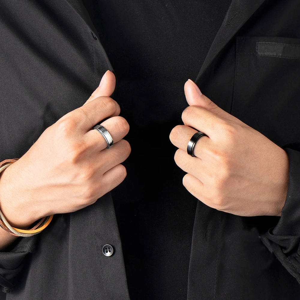 Anxiety Fidget Spinner Rings for Men 6mm Smooth Stainless Steel Spinning Rotating Ring for Women Anti Stress Jewelry Gift stainless steel ring finger ring fidget spinner ring