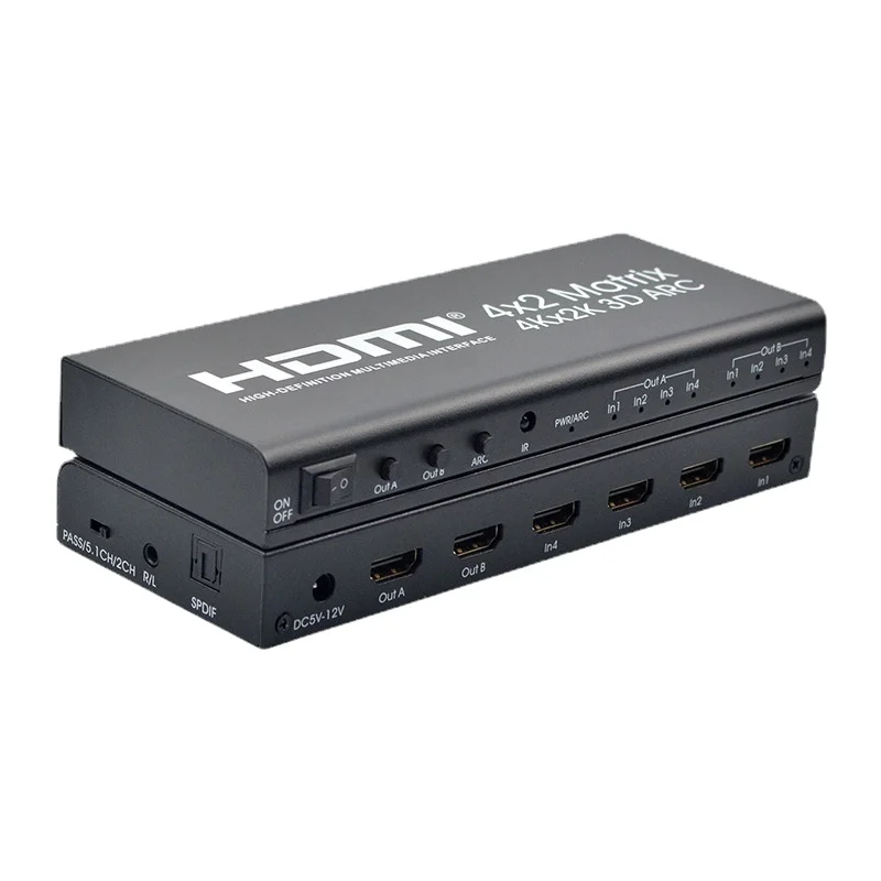 HDMI матрица 4x 2 Переключатель высокой четкости-распределитель 4K x 2K с возвратом аудио ARC-Низкое тепловыделение-EDID переключение HDMI матрица 4x 2 Переключатель высокой четкости-распределитель 4K x 2K с возвратом аудио ARC-Низкое тепловыделение-EDID переключение